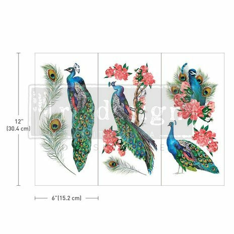 Siirtokuva  45x30 cm - Royal Peacock Redesign With Prima Decor Transfers