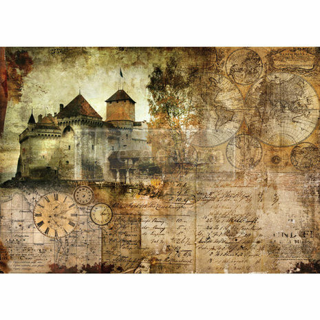 Decoupage-paperi Hilltop Castle Re-Design with Prima Decor Rice Paper -  