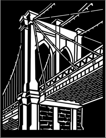 Sabluuna 20x25 cm - Stamperia Thick Stencil Sir Vagabond Aviator Brooklyn Bridge