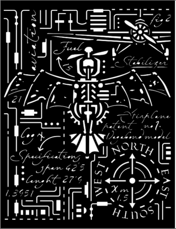 Sabluuna 20x25 cm - Stamperia Thick Stencil Sir Vagabond Aviator Airplane