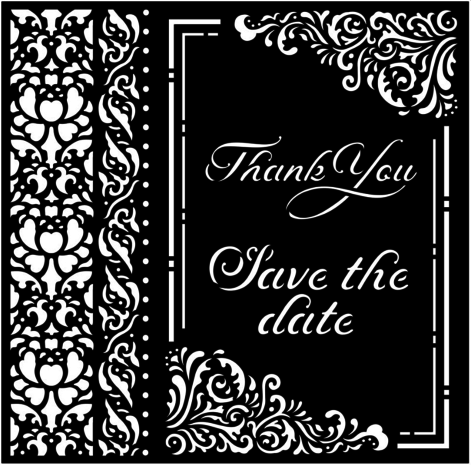 Sabluuna 18x18 cm - Stamperia Thick Stencil You and Me Thank You Save the Date