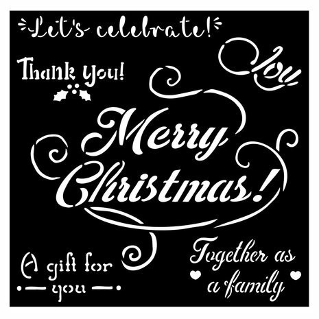 Sabluuna 18x18 cm - Stamperia Thick Stencil Merry Christmas