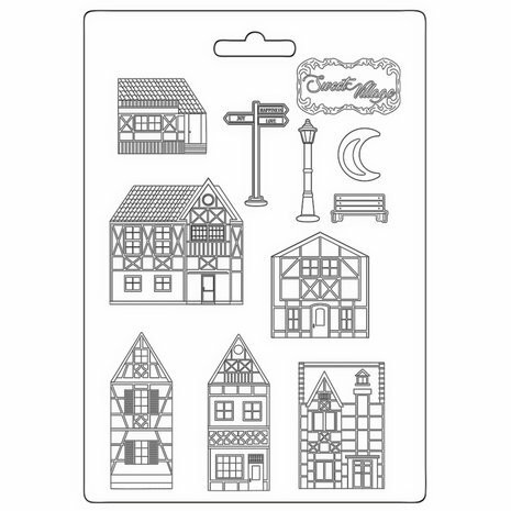 Muotti 21x29 cm - Stamperia Soft Mould Sweet Village