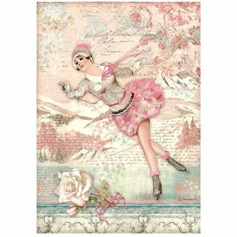 Decoupage-paperi A4 - Stamperia Rice Paper Sweet Winter Ice Skater