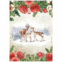 Decoupage-paperi A4 - Stamperia Rice Paper Romantic Home for the Holidays Deers