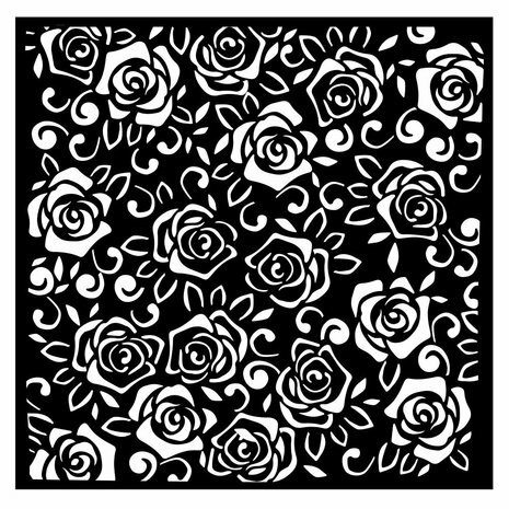 Sabluuna 18x18 cm - Stamperia Rose Parfum Thick Stencil Roses Pattern