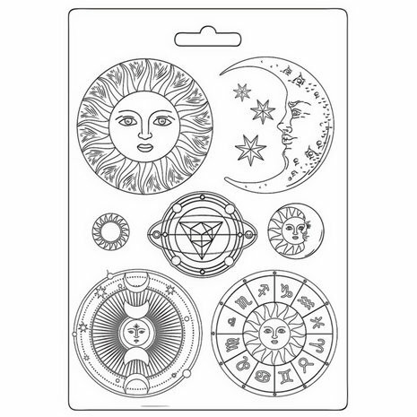 Muotti 15x21 cm - Stamperia Soft Mould Cosmos Infinity Sun and Moon