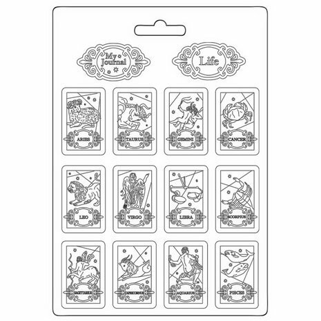 Muotti 21x29 cm - Stamperia Soft Mould Cosmos Infinity Zodiac