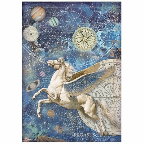 Decoupage-paperi A4 - Stamperia Rice Paper Cosmos Infinity Pegasus