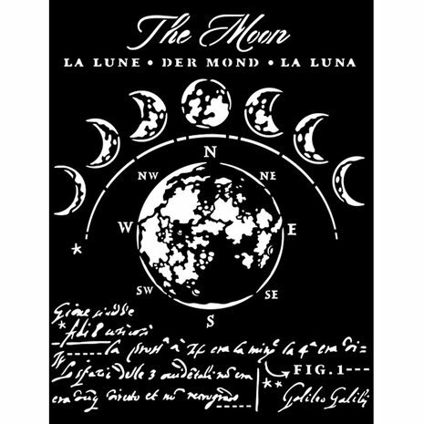 Sabluuna 20x25 cm - Stamperia Thick Stencil Cosmos Infinity The Moon