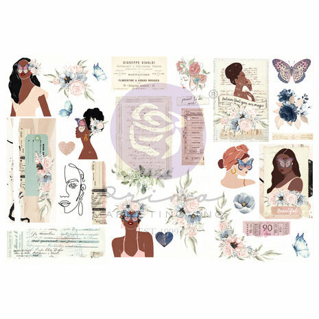 Siirtokuva  45x30 cm - Prima Marketing Indigo Rub On Transfers