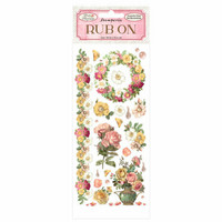 Siirtokuva-arkki 10x21 cm - Stamperia Rub-On Flowers and Garland