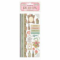 Siirtokuva-arkki 10x21 cm - Stamperia Rub-On Borders and Parfumes