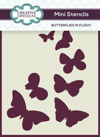 Sabluuna 8x10 cm - Creative Expressions Mini Stencils Butterflies In Flight