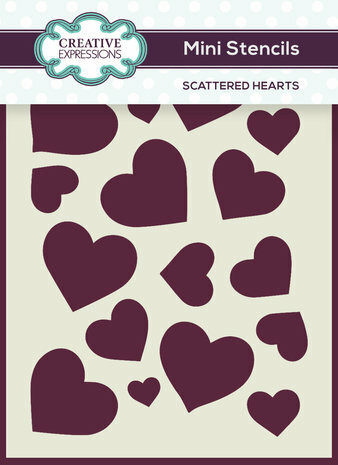 Sabluuna 8x10 cm - Creative Expressions Mini Stencils Scattered Hearts