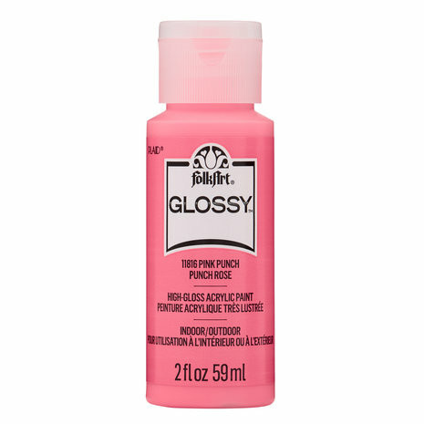 Kiiltävä akryylimaali pinkki - FolkArt Glossy - Pink Punch 59 ml