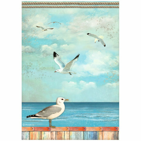 Decoupage-paperi A4 - Stamperia Rice Paper Seagulls