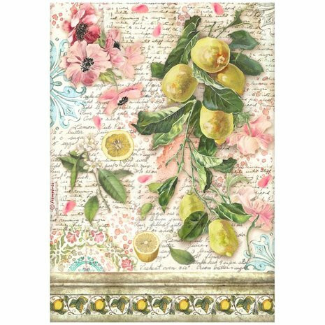 Decoupage-paperi A4 - Stamperia Rice Paper Lemons