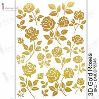 Vesisiirtokuva A4 - Dress My Craft Transfer Me 3D Gold Roses
