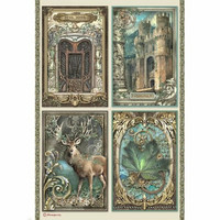 Decoupage-paperi A4 - Stamperia Magic Forest Packed Cards