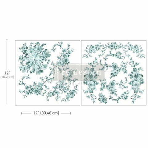 Siirtokuva 30x60 cm - Minty Roses Re-Design with Prima Decor Maxi Transfer