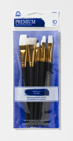 Sivellinpaketti, 10 kpl - FolkArt Premium Glass Painting Brushes