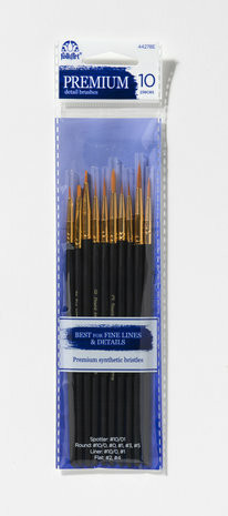 Sivellinpaketti, 10 kp - FolkArt Premium Detail Brushes Spotter/Round/Liner/Flat