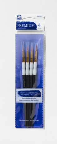 Sivellinpaketti, 4 kpl - FolkArt Premium Detail Brushes Soft Grip Detail