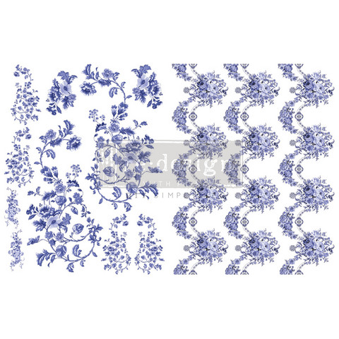 Vesisiirtokuva 27x42 cm - Prima H2O Transfers Azure Florals II