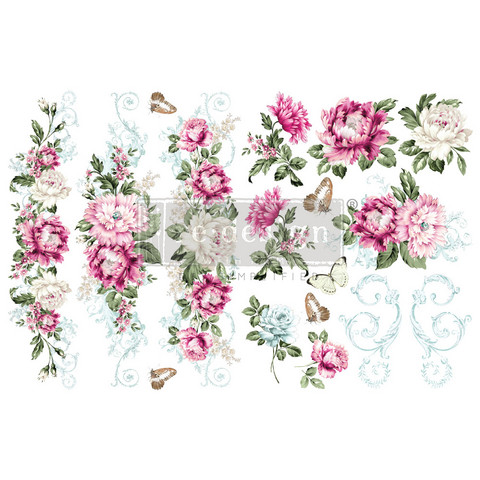 Vesisiirtokuva 27x42 cm - Prima H2O Transfers Springtime Peonies