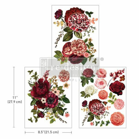 Siirtokuva 27x60 cm - Re-Design with Prima Middy Transfers Burgundy Love