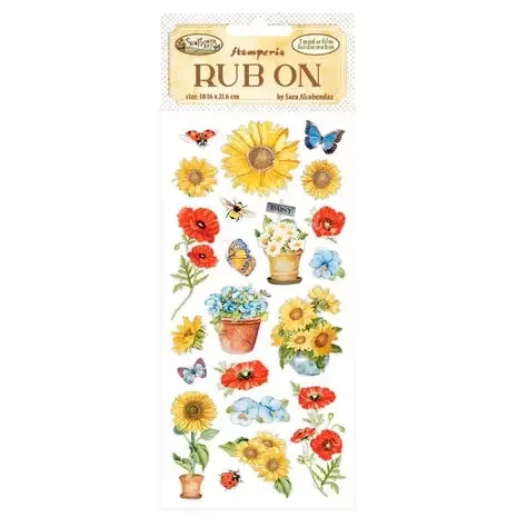 Siirtokuva-arkki 10x21 cm - Sunflower Art Rub-On Poppies