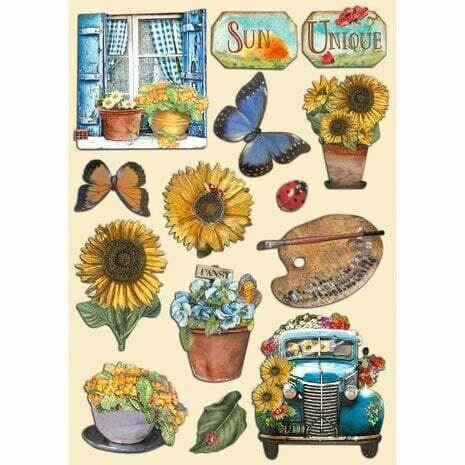 Vanerikoristeet 15x21 cm - Stamperia Sunflower Art Colored Wooden Shape