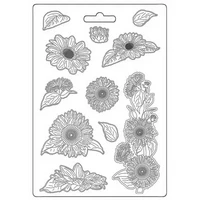 Muotti 21x29 cm - Stamperia Sunflower Art Soft Mould Sunflower Art