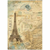 Decoupage-paperi A4 - Stamperia Window Rice Paper Paris