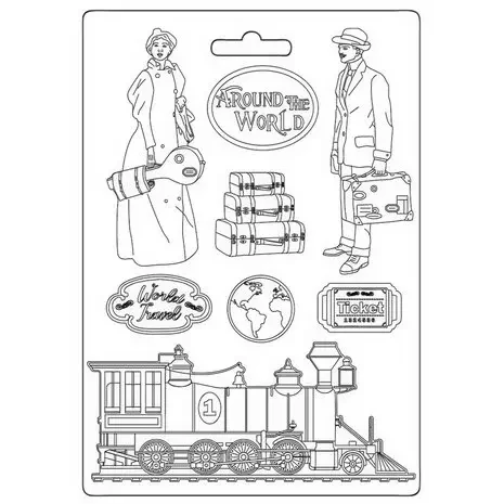 Muotti 15x21 cm - Stamperia Around the World Soft Mould Train