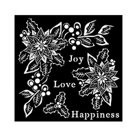 Sabluuna 18x18 cm - Stamperia Christmas Joy, Love, Happiness Thick Stencil