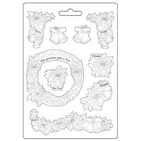 Muotti 15x21 cm - Stamperia Poinsettia and Garlands Soft Mould Train