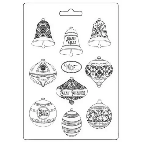 Muotti 21x29 cm - Stamperia  Christmas Bells and Balls Soft Mould
