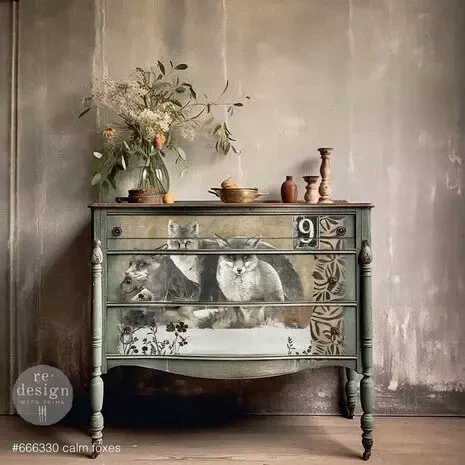 Kuitupaperi 59x84 cm - Calm Foxes Re-Design with Prima A1 Decoupage Fiber