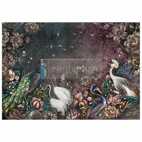 Kuitupaperi 59x84 cm - Birds And Blooms Re-Design with Prima A1 Decoupage Fiber