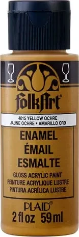 Lasimaali keltainen - Folkart Enamel Glass Paint Yellow Ochre 59 ml