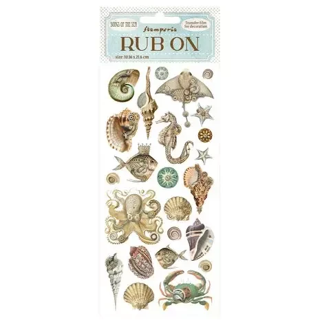 Siirtokuva 10x21 cm - Stamperia Shells and Fish Rub-On