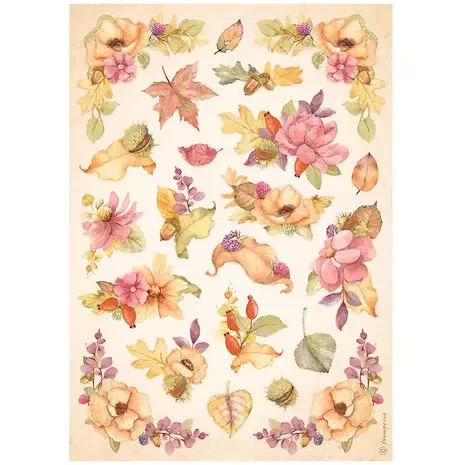Riisipaperi A4 - Woodland Flowers Stamperia Rice Paper