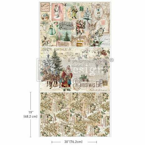 Kuitupaperi 49x76 cm, 3 kpl - Holly Jolly Hideaway Re-Design with Prima Tissue Paper Pack