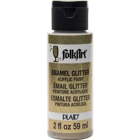 Glitterlasimaali kulta - Folkart Enamel Glass Glitter Gold 59 ml
