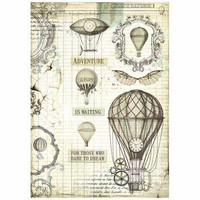 Riisipaperi A4 - Voyages Fantastique Balloon Stamperia Rice Paper
