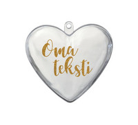 Koristesydän omalla tekstillä - 10 cm - Kirkas
