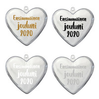 Koristesydän - Ensimmäinen jouluni - 10 cm - Kirkas