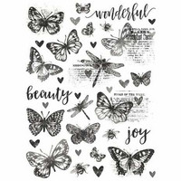 Siirtokuva 30x20 cm - Simple Stories Simple Vintage Essentials Rub-Ons Butterflies